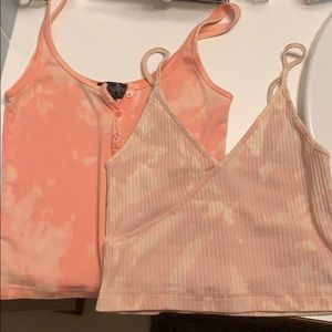 Two Topshop pink tank tops (tie dye)